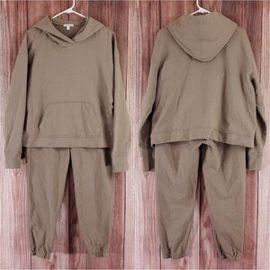 *READ* Standard James Perse Womens Hoodie Size 3 Joggers Size 2 Set Tan Comfort